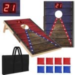 Electronic Cornhole Board Set 4x2ft 3x2ft 2x1ft, Automatic Scoring Corn Hole Games for Adults & Kids, Wooden Portable Cornhole Set with 8 Bean Bags & Carrying Bag for Outdoor, Tailgate, Party - Image 2