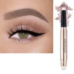 Eyeshadow Stick and Sponge Brush Cream Shimmer Smooth Eyeshadow Pencil Hypoallergenic Waterproof Eye Shadow Eyeliner Highlighter Stick Primer Palette Glitter Liquid Nude Korean Matte - Image 2