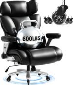 FLEXISPOT 600lbs Big and Tall Office Chair for Heavy People, Heavy Duty Computer Desk Chair with Dynamic Lumbar Support 2D Armrest Blade Wheels, Chairs for Home Office Gaming Working, Leather, Black - Image 2