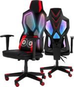 Frassie Gaming Chair with RGB LED Lights, Video Game Chair Ergonomic Computer Gamer Chair with Massage Lumbar Support (Red) - Image 2