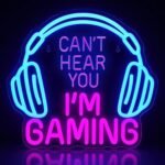 Gaming Neon Sign, Dimmable LED Headset Gamer Neon Light Can't Hear You I'm Gaming Lights Signs, Headphone Light up Game Signs for Game Zone Video Room Wall Decor for Boy Men Teen Gifts - Image 2