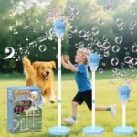 Infowush Bubble Machine for Kids, Automatic Standing Bubble Maker Machine Height Adjustable Up to 47 Inches Outdoor Battery Bubble Machine with Light/Music for Toddlers Birthday Party Gifts（Blue） - Image 2