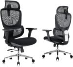 Jacia House Black Ergonomic Mesh Home Office Chair, Big & Tall Gaming Chair - High-Adjustable Lumbar Support, 4D Armrests, 2D Headrest, 90°~135° Tilting with Lock, Swivel Desk Chairs 600lb Capacity - Image 2
