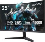 KOORUI 25 Inch Curved Gaming Monitor 240Hz FHD 1080P Computer Monitor, 1500R 1ms MPRT Display, Adaptive Sync, 90% DCI-P3,HDR, Eye Care, Tilt Adjustable, VESA 75x75mm, Black,G2511XC - Image 2