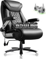 Large Big and Tall Office Chair 650lbs with Thick Spring Cushion, 5D Flip Arm Ergonomic Executive Office Chair Adjustable Lumbar Airbag&Extra Wide, Comfy Padded Heavy Duty Game Chair Dual Rubber Wheel - Image 2