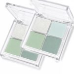 Matte Light Green Eye Shadow Makeup Palette 4 Colors 2 PCS Set, Matte Glitter Highly Pigmented Mint And Seafoam Green Waterproof Eyeshadow Palette For Woman - Image 2