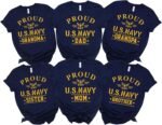 Military Family Proud Supporter Shirt for Army Navy Family Mom Dad Sister Graduation Celebration T-Shirt for Men Women & Kids - Image 2