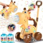 Nicmore Automatic Bubble Machine for Toddler 1-3: Giraffe Bubble Lawn Mover Outdoor Toy for 1 2 3 4 5 Year Old Boy Girl - Push or Handheld Bubble Maker Blower for Age 1-3 Kids Birthday Gifts - Image 2