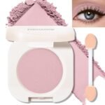 Nude Pink Matte Eyeshadow Palette, Single Eye Shadow Palette High Pigment sombras para ojos Nude Eyeshadow Velvet Compact Pressed Powder Primer Lightweight Blendable for Daily Natural Eye Makeup - Image 2