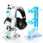 OAPRIRE Headset and Controller Stand with Lights, 3 Tier Acrylic Game Controller Holder, Controller and Headset Stand for Desktop,Universal Design Compatible with PS5/PS4/XBOX/SWITCH (Clear) - Image 2