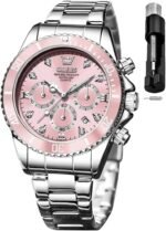 OLEVS Womens Watch Fashion Dress Diamond Female Watches for Ladies Analog Quartz Stainless Steel Waterproof Luminous Day Date Two Tone Wristwatch - Image 2