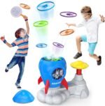 Outdoor Toys for Kids Ages 3-8: Flying Disc Launcher Toy Chasing Games - Summer Outside Yard Activities Chasing Toy for Toddlers Ages 3 4 5 6 7 8 Backyard Games Birthday Gift for Boys Girls, Blue - Image 2