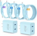 QZIIW Super Fast Samsung Charger Type C,45W Dual Port USB C Fast Charger Block [2-Pack] & Extra Long 60W 3/6/6/10FT USB C Cable - PD Quick Charging 3.0 for Samsung Galaxy S25 Ultra/S24+/S23 iPhone 16 - Image 2