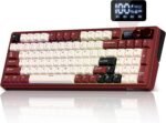 RK ROYAL KLUDGE M100 Wireless Mechanical Keyboard w/Screen & Dual Knobs, Tri-Mode Gasket Mount Gaming Keyboard with Number Pad, Hot Swappable Cream Switch, Red - Image 2