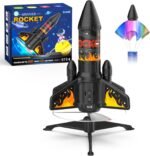 Rocket Launcher for Kids, 200 ft Self Launching Motorized Rocket Toy with LED and Safety Parachute Land, Outdoor Toys Cool Birthday for Boys Ages 8-12 (Orange) - Image 2