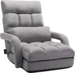 VEVOR Floor Chair, Floor Gaming Chair with 5 Adjustable Position and Back Support, Folding Lounge Chair with Armrest for Adults, Sofa Lounger with Comfy Cushion for Living Room and Bedroom, Gray - Image 2