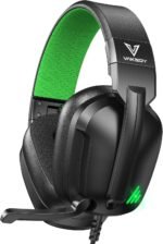 Vakedy HW11 Gaming Headset for PS4,PS5,Xbox Series X,PC,Switch,Gaming Headphones with Noise Canceling Microphone,Stereo Sound,Folding Design,3.5mm Audio Jack (Black/Green) - Image 2