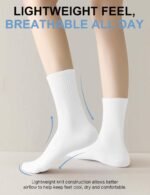 ACCFOD Womens Crew Socks Thin Cotton Long Socks Arch Support Casual Workout High Socks 5 Pairs - Image 4