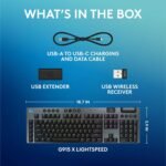 Logitech G915 X Lightspeed Low-Profile Wireless Gaming Keyboard, Double-Shot PBT Keycaps, Fully Programmable Keys, RGB Backlighting, Sleek Aluminum Finishing, GL Blue Clicky Switches - PC/Mac - Black - Image 8