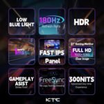 KTC Gaming Monitor 27 inch 180hz 1ms | Fast IPS Screen 1080p Monitor|2 x HDMI 2.0 &1 x Display Port 1.4 | Support Freesync and Wall Mount | 108% sRGB with HDR 10 - Image 6