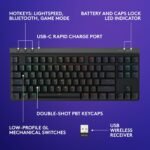 Logitech G515 Lightspeed TKL Low Profile Wireless Gaming Keyboard, LIGHTSYNC RGB, Thin Tenkeyless Design, Double-Shot PBT Keycaps, Linear (Red) Mechanical Switches - Black - Image 7