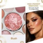 UCANBE Baked Eyeshadow & Blush Palette, High Pigmented Blendable Matte Shimmer Rose Pink Eye Shadow & Cheek Makeup Palette, Rotating Compact Design Makeup Gift, 02 Whispered Rose - Image 6