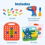 Educational Insights Design & Drill ABCs & 123s - Building Construction Toys for Toddlers, Kids Tool Set with Drill Toy, Preschool Learning Activities, Toddler STEM Toys for 3+ Year Old - Image 4