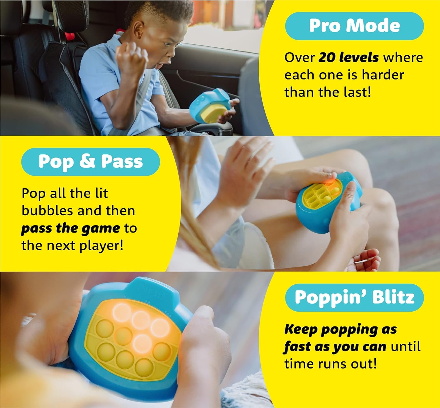 Chuckle & Roar Pop It Pro Electronic Pattern Game - Multicolor, Classic, Ages 5+, 1+ Players - Sensory Toy for Travel - Learning Game for Focus - Interactive Toy for Multiplayer Fun - Image 5