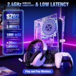 BENGOO Wireless Gaming Headset for PS5 PS4 PC Switch Mac - RGB Over-Ear Headphones with Noise Cancelling Mic, 60H Playtime, 7.1 Surround Sound, Bluetooth 5.4 & Memory Foam Ear Cushions - Image 3