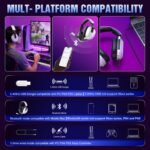 BENGOO Wireless Gaming Headset for PS5 PS4 PC Switch Mac - RGB Over-Ear Headphones with Noise Cancelling Mic, 60H Playtime, 7.1 Surround Sound, Bluetooth 5.4 & Memory Foam Ear Cushions - Image 6