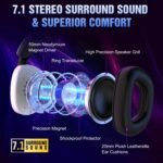 BENGOO Wireless Gaming Headset for PS5 PS4 PC Switch Mac - RGB Over-Ear Headphones with Noise Cancelling Mic, 60H Playtime, 7.1 Surround Sound, Bluetooth 5.4 & Memory Foam Ear Cushions - Image 7