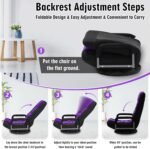 Swivel Floor Gaming Chair w/Armrests,Folding Video Reclining Sofa w/6 Adjustable Position, Padded Backrest & Cushion, Lazy Lounger Couch for E-Sports, Reading, Relaxing, Watching TV, Purple - Image 9