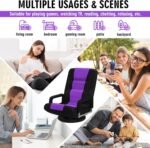 Swivel Floor Gaming Chair w/Armrests,Folding Video Reclining Sofa w/6 Adjustable Position, Padded Backrest & Cushion, Lazy Lounger Couch for E-Sports, Reading, Relaxing, Watching TV, Purple - Image 10