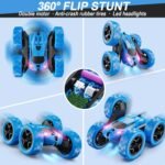 QUNREDA Remote Control Car, RC Cars Toys for Kids Ages 6-12, 4WD Stunt Car with LED Lights & 360° Flips, 2.4GHz, Upgraded USB-C Modular Batteries, 8-10 Year Old Boys Birthday Gift 1-Blue - Image 4