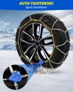 Auto Tightening Snow Chains Tire Chains For Cars Suv Pickup Trucks - Auto Tightening 1 Min Quick Fit AND Easy Installation, Reusable Universal Emergency Traction Snow Chains - Set of 2（HKN110） - Image 4