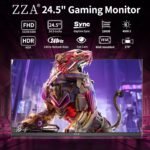ZZA 25" Curved Gaming Monitor, 240Hz|144Hz FHD(1920 * 1080P) VA Screen Computer Monitor, Supports Freesync, 120% sRGB, Blue Light Filter,AMD Freesync, Wall Mountable Installs(HDMI 1.4/DP 1.2) - Image 3