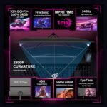 ZZA 25" Curved Gaming Monitor, 240Hz|144Hz FHD(1920 * 1080P) VA Screen Computer Monitor, Supports Freesync, 120% sRGB, Blue Light Filter,AMD Freesync, Wall Mountable Installs(HDMI 1.4/DP 1.2) - Image 5