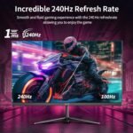 ZZA 25" Curved Gaming Monitor, 240Hz|144Hz FHD(1920 * 1080P) VA Screen Computer Monitor, Supports Freesync, 120% sRGB, Blue Light Filter,AMD Freesync, Wall Mountable Installs(HDMI 1.4/DP 1.2) - Image 6