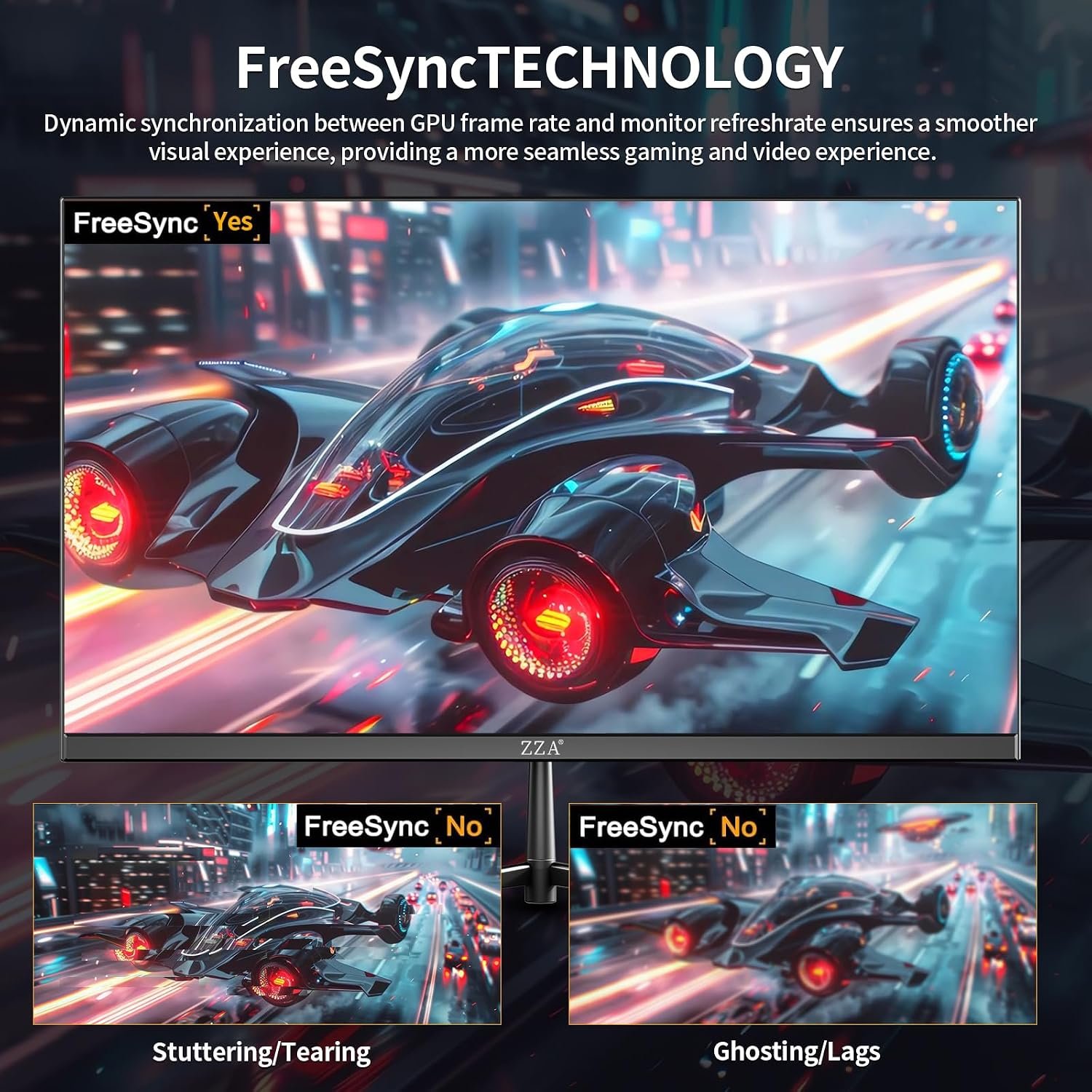 ZZA 25" Curved Gaming Monitor, 240Hz|144Hz FHD(1920 * 1080P) VA Screen Computer Monitor, Supports Freesync, 120% sRGB, Blue Light Filter,AMD Freesync, Wall Mountable Installs(HDMI 1.4/DP 1.2) - Image 7