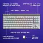 Logitech G515 Lightspeed TKL Low Profile Wireless Gaming Keyboard, LIGHTSYNC RGB, Thin Tenkeyless Design, PBT Keycaps, Tactile (Brown) Mechanical Switches - White - Image 7