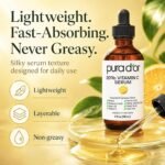 PURA D'OR 20% Vitamin C Facial Serum 4 Oz Antioxidant Anti-Aging Blend w/Retinol, Hyaluronic Acid, Ferulic Acid - Hydrating Lightweight Ayurvedic Skin Care - Men Women Daily Use - Image 6