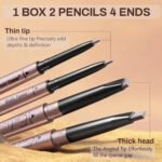 2 Pack Eyebrow Pencil, Waterproof Eyebrow Makeup with Dual Ends, Professional Brow Enhancing Kit with Eyebrow Brush, Khaki Coffee - Image 3
