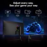 KOORUI 34 Inch 240Hz Ultrawide Curved Gaming Monitor, UWQHD 3440×1440, 1500R, HDR400, PIP/PBP,90% DIC-P3, Adaptive Sync, HDMI 2.1/DP 1.4, Tilt/Swivel/Height Adjustable, VESA for PC Gaming, Work & Play - Image 7
