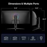 KOORUI 34 Inch 240Hz Ultrawide Curved Gaming Monitor, UWQHD 3440×1440, 1500R, HDR400, PIP/PBP,90% DIC-P3, Adaptive Sync, HDMI 2.1/DP 1.4, Tilt/Swivel/Height Adjustable, VESA for PC Gaming, Work & Play - Image 10