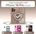 CAPRARO for iPhone 16 Pro Case for Women Girls, Upgraded [Full Camera Protection] [Compatible with MagSafe] Cute Wave Translucent Matte Phone Case for iPhone 16 Pro, Brown - Image 3