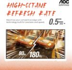 AOC CQ27G4H 27" Curved Gaming Monitor, QHD 2K 2560x1440, 1500R VA, 180Hz 0.5ms, AMD FreeSync Premium, Height Adjustable Stand, Xbox PS5 Switch Compatiable, 3-Year Zero-Bright-dot - Image 4