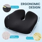Benazcap Memory Foam Seat Cushion for Office Chair, Ergonomic Chair Cushions for Tailbone Pain Relief, Sciatica & Back Support, Office Chair Cushion & Car Seat Cushion - Image 3