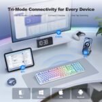 MOFII Upgraded Wireless Ergonomic Keyboard, BT/2.4Ghz Tri-Mode Ergo Keyboard with Natural Curve, RGB Backlit, Rechargeable Battery, Full-Size Keyboard for Computer/Laptop/Mac/MacBook, Pearl White - Image 3
