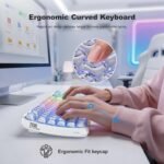 MOFII Upgraded Wireless Ergonomic Keyboard, BT/2.4Ghz Tri-Mode Ergo Keyboard with Natural Curve, RGB Backlit, Rechargeable Battery, Full-Size Keyboard for Computer/Laptop/Mac/MacBook, Pearl White - Image 5