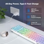 MOFII Upgraded Wireless Ergonomic Keyboard, BT/2.4Ghz Tri-Mode Ergo Keyboard with Natural Curve, RGB Backlit, Rechargeable Battery, Full-Size Keyboard for Computer/Laptop/Mac/MacBook, Pearl White - Image 6